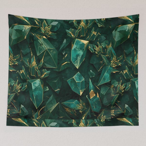 Item preview, Dark Green Abstract Geometric Gold Gem designed and sold by Mladen300.