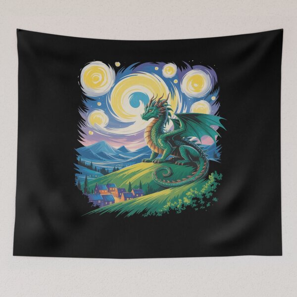 Item preview, Starry Night Dragon Fantasy Animal Art cool designed and sold by snowry.