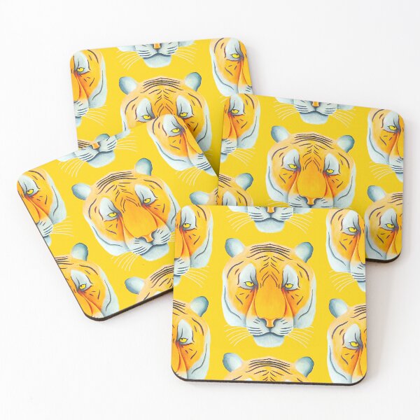 Item preview, Tiger head portrait design yellow mustard background unique big cat present gift designed and sold by Arniesart85.