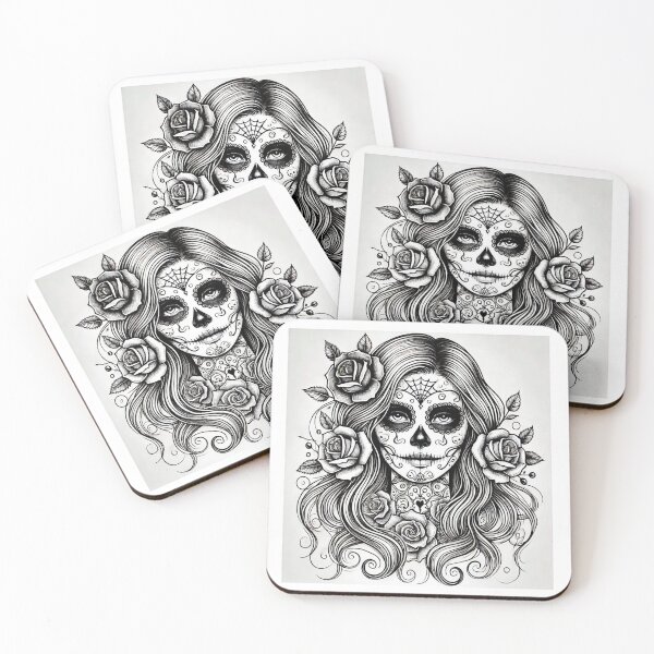 Item preview, Tattoo girl roses skull girl arabesque ink designed and sold by BellaAbreu8.
