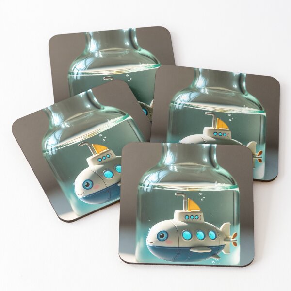 Item preview, Kawaii Submarine in a Bottle – Cute Little U-Boat designed and sold by NordseeSteel.