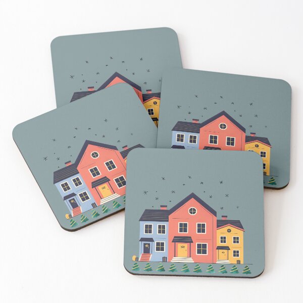 Item preview, Colorful atmospheric retro tenement houses under the starry sky. designed and sold by Knock on my door.