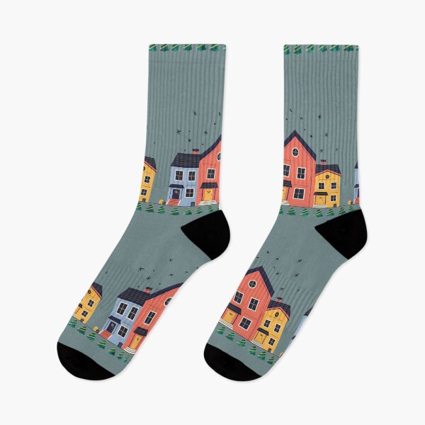 Item preview, Colorful atmospheric retro tenement houses under the starry sky. designed and sold by Knock on my door.