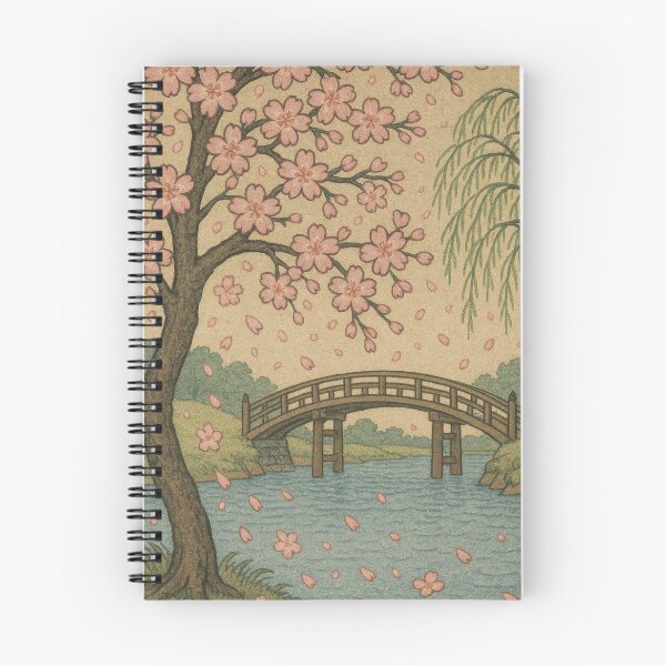 Item preview, Sakura Bridge Spring Ukiyo-e Landscape designed and sold by travelhops.