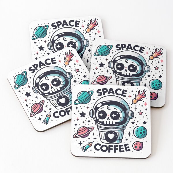 Item preview, Space Coffee Kawaii Skull Astronaut Cup designed and sold by BigBlueArt.