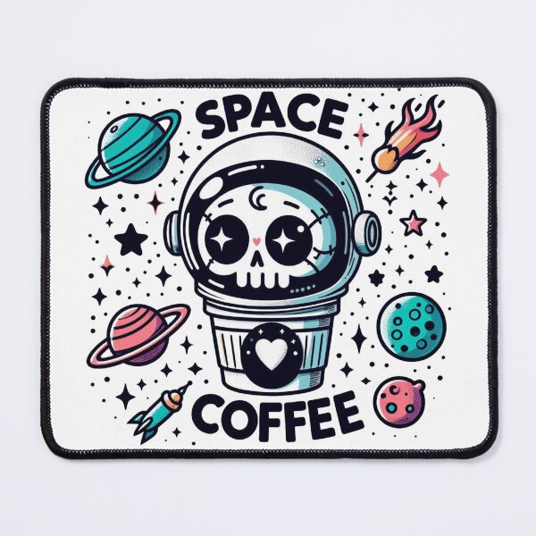 Item preview, Space Coffee Kawaii Skull Astronaut Cup designed and sold by BigBlueArt.
