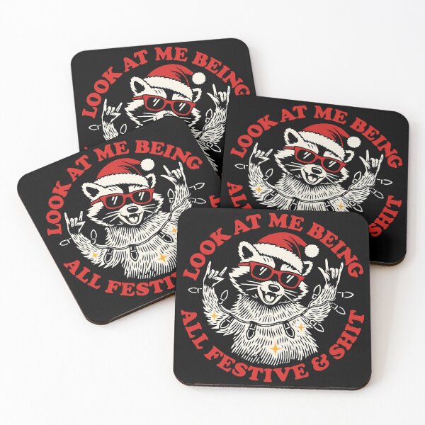Item preview, Festive Raccoon Rocking Christmas Lights designed and sold by DariusZD.