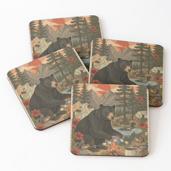Item preview, Black bear camper by Canadian mountain campfire designed and sold by CoffeeinBloom.
