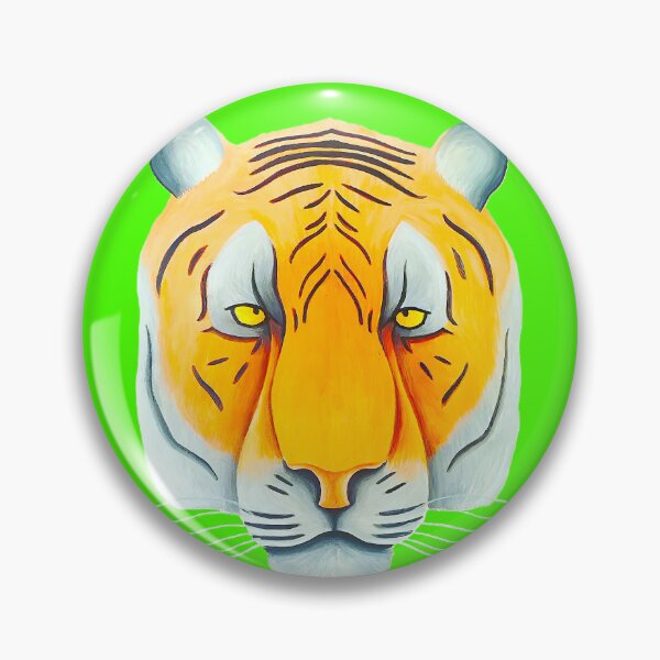 Item preview, Tiger head portrait design lime green background unique big cat present gift designed and sold by Arniesart85.