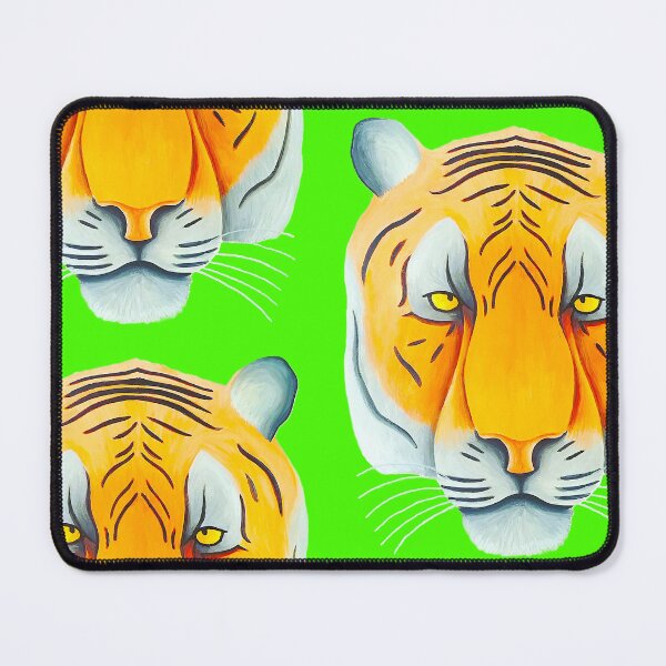 Item preview, Tiger head portrait design lime green background unique big cat present gift designed and sold by Arniesart85.