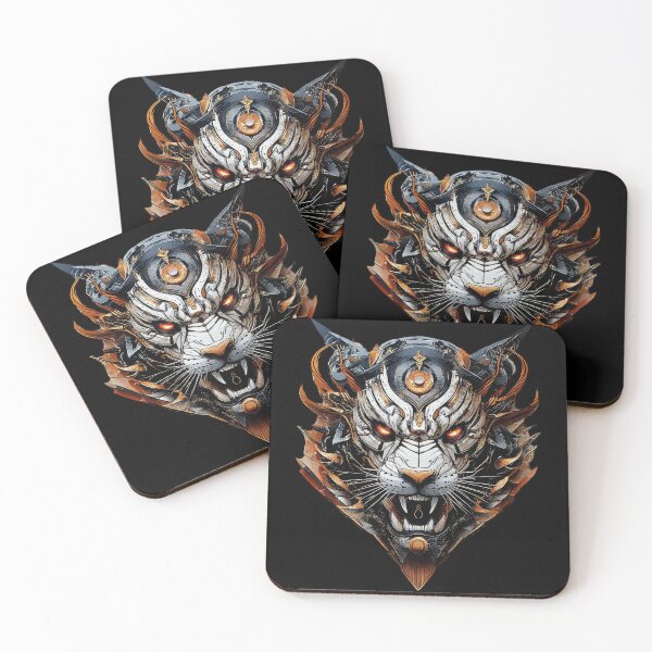 Item preview, Cyberpunk Mecha Tiger With Glowing Eyes designed and sold by Daagath.