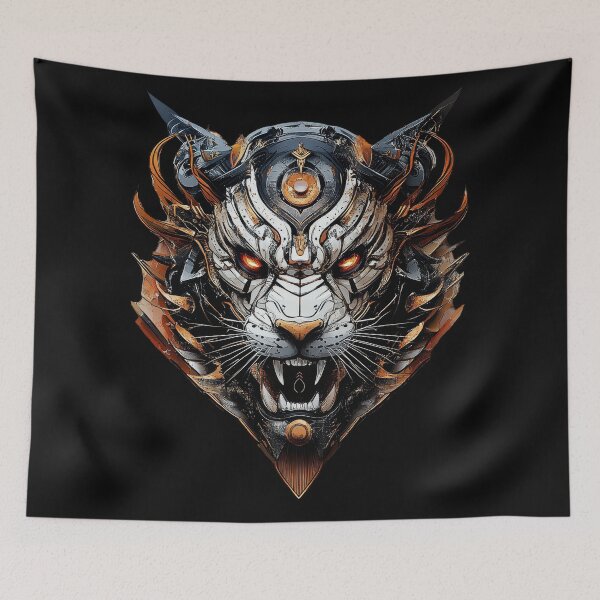Item preview, Cyberpunk Mecha Tiger With Glowing Eyes designed and sold by Daagath.