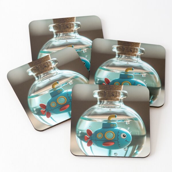 Item preview, Kawaii Submarine in a Bottle – Cute Tiny Submarine designed and sold by NordseeSteel.