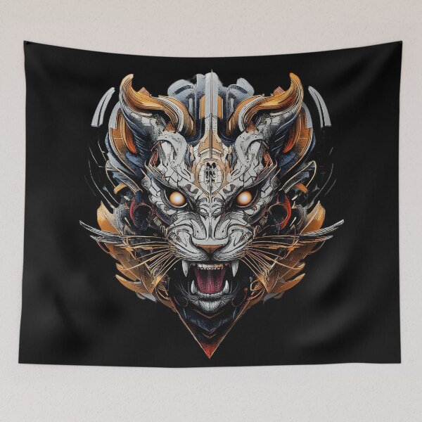 Item preview, Futuristic Mecha Panther With Golden Horns designed and sold by Daagath.