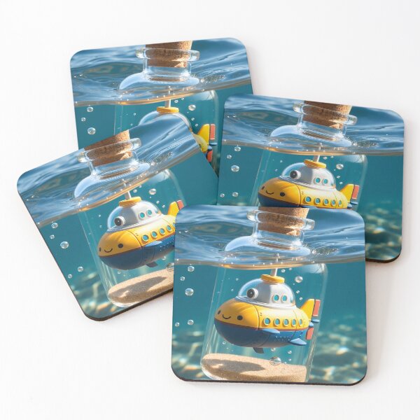 Item preview, Kawaii Yellow Submarine in Bottle – Cute Underwater Toy designed and sold by NordseeSteel.