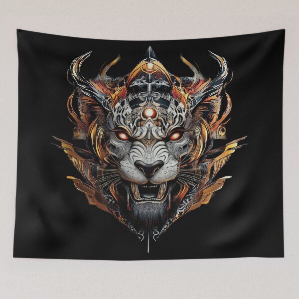 Item preview, Cybernetic Tiger King With Fiery Crown designed and sold by Daagath.
