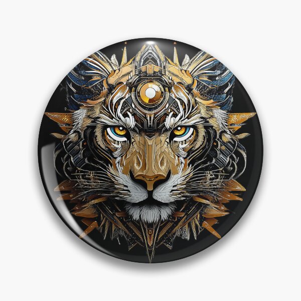 Item preview, Golden-Eyed Cyber Tiger With Sacred Circuitry designed and sold by Daagath.