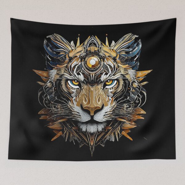 Item preview, Golden-Eyed Cyber Tiger With Sacred Circuitry designed and sold by Daagath.