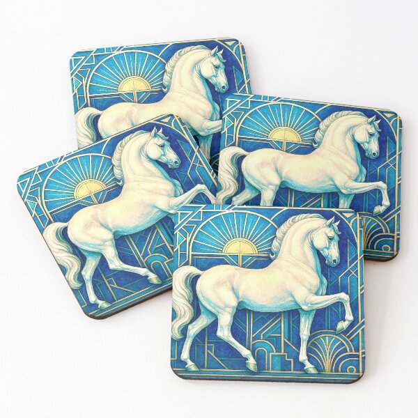 Artikelvorschau, Ein Lipizzaner. Weißes Pferd im Art-Deco-Stil entworfen und verkauft von Steffani Lehmann.