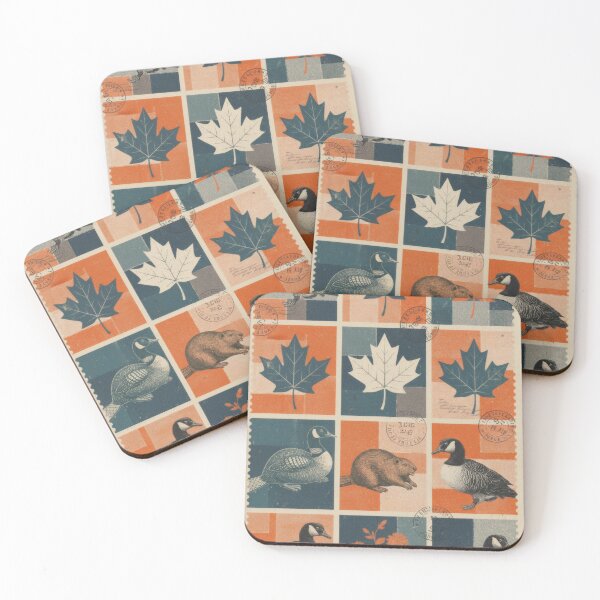 Item preview, Vintage Canadian stamps with geese and maple leaves designed and sold by CoffeeinBloom.