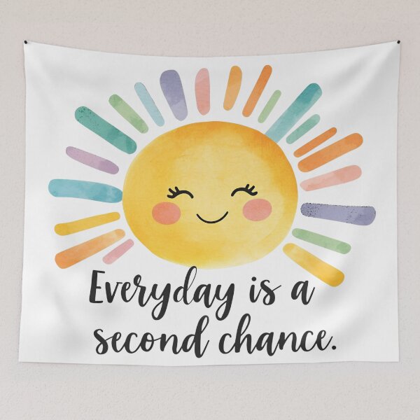 Item preview, Everyday Is a Second Chance, Cute Smiling Sun Motivational Quote designed and sold by Moodune.