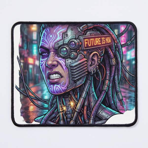 Item preview, Future Is Now – Cyberpunk Cyborg Dreadlocks Neon T-Shirt designed and sold by MiracleDroplet.