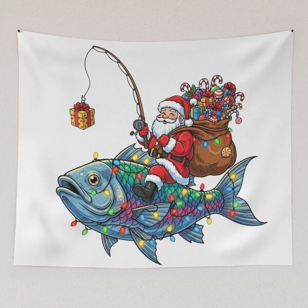 Item preview, Fishing Santa Shirt designed and sold by Lunafy Design.