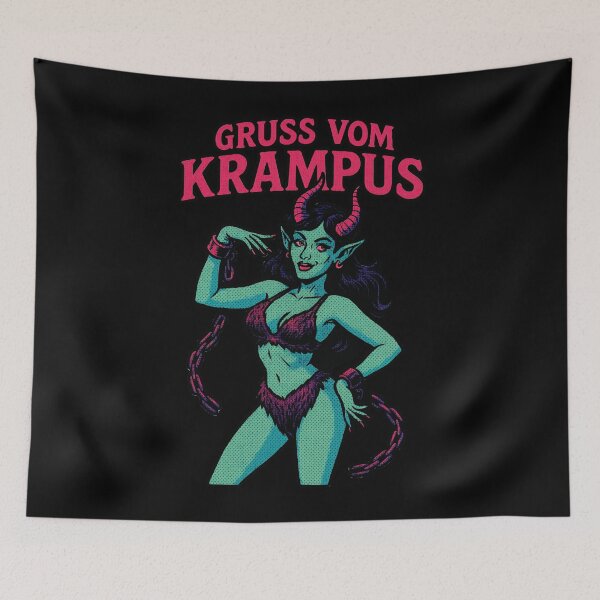 Item preview, Pin-Up Krampus Girl Retro Horror Art designed and sold by Victor Shadehorn.