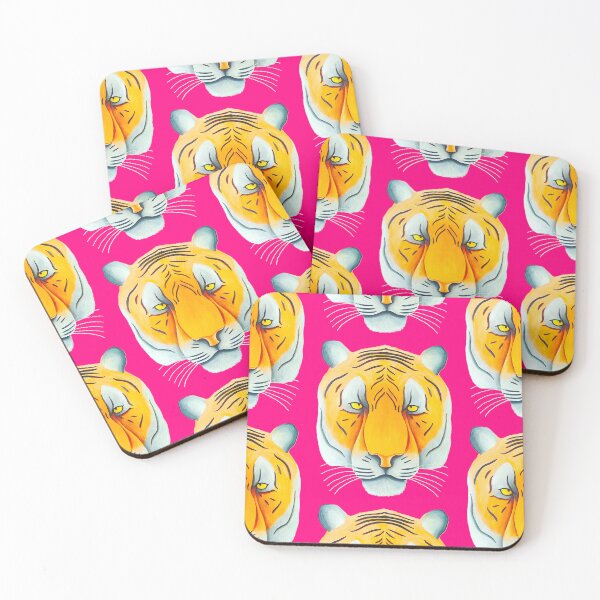 Item preview, Tiger head portrait design candy pink background unique big cat present gift designed and sold by Arniesart85.