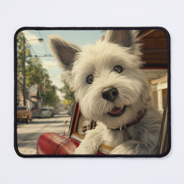Item preview, West Highland White Terrier in Red Car designed and sold by PetsArt.
