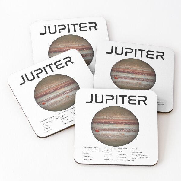 Item preview, Jupiter Solar System Nasa Picture and Stats Card Astronomy Space Science Teacher Black Text designed and sold by MathWare MathClips.