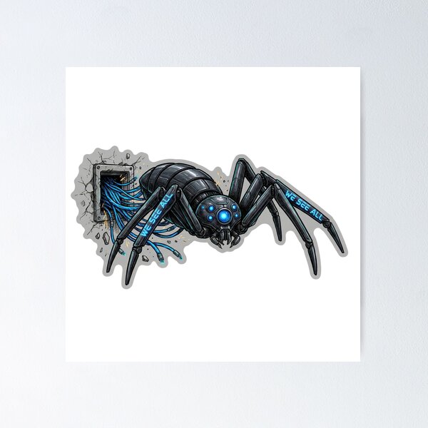 Item preview, We See All – Surveillance Cyber Spider Drone T-Shirt designed and sold by MiracleDroplet.
