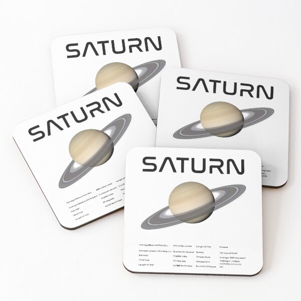 Item preview, Saturn Solar System Nasa Picture and Stats Card Astronomy Space Science Teacher Black Text designed and sold by MathWare MathClips.