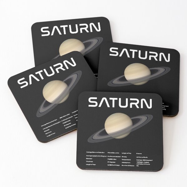 Item preview, Saturn Solar System Nasa Picture and Stats Card Astronomy Space Science Teacher White Text designed and sold by MathWare MathClips.
