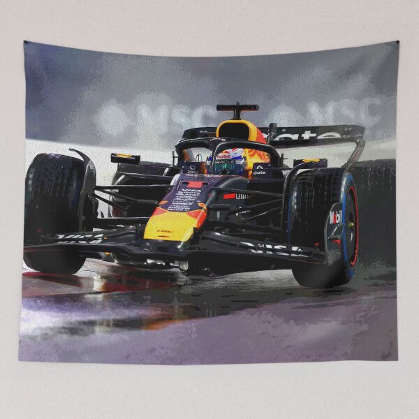 Item preview, Max Verstappen racing in the rain 2025 during Las Vegas qualifying abstract designed and sold by Rodissimus1984.