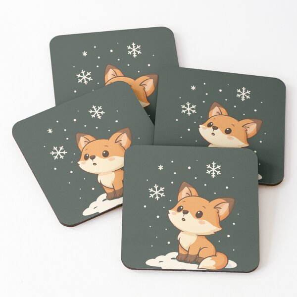 Item preview, Cute Winter Fox Watching Snowflakes- Kawaii Snow Fox designed and sold by ronax23.