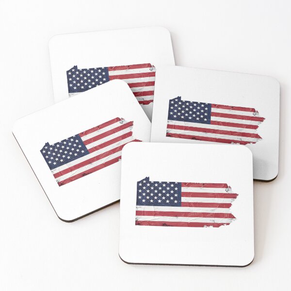 Item preview, Pennsylvania Stars & Stripes State Silhouette – Distressed Americana designed and sold by Paper Drip.