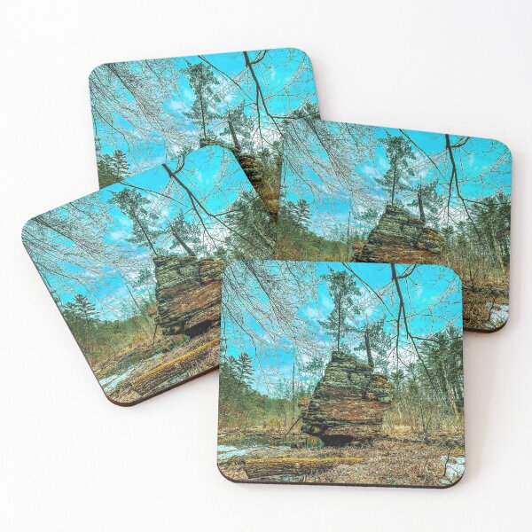 Item preview, Winter scene - Rocky Arbor, rock formation, Wisconsin Forest Photography Print designed and sold by aadventures.