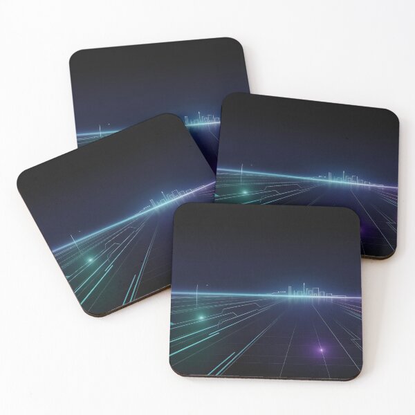 Item preview, AI ASMR Neon City Grid Futuristic Digital Horizon Design designed and sold by SplashTastic.