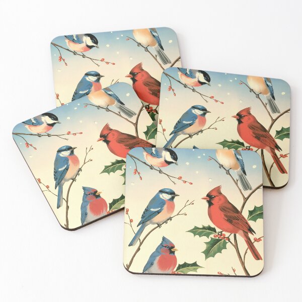 Item preview, Winter Birds on Holly Berries designed and sold by LinaValearte.
