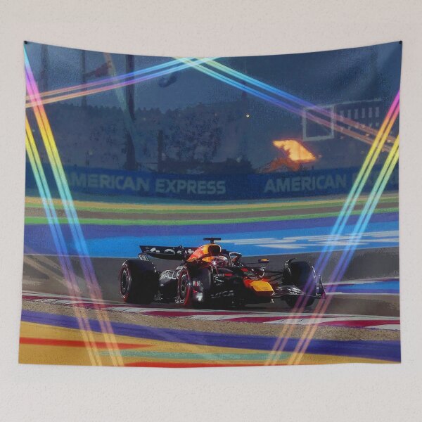 Item preview, Max Verstappen racing during the Qatar Grand Prix Sprint race 2025 abstract designed and sold by Rodissimus1984.