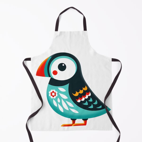 Item preview, Cute Cheeky Patterned Turquoise Puffin - Scandinavian Folk Art by heidiannemorris © designed and sold by FOLK ART FUSION by heidiannemorris.