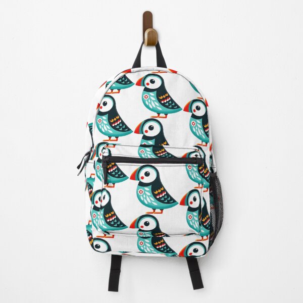 Item preview, Cute Cheeky Patterned Turquoise Puffin - Scandinavian Folk Art by heidiannemorris © designed and sold by FOLK ART FUSION by heidiannemorris.