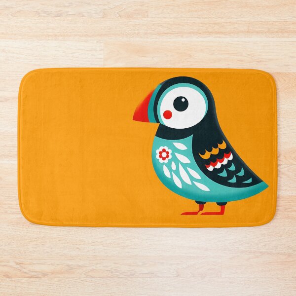 Item preview, Cute Cheeky Patterned Turquoise Puffin - Scandinavian Folk Art by heidiannemorris © designed and sold by FOLK ART FUSION by heidiannemorris.