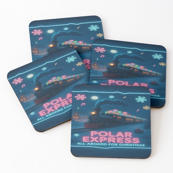Item preview, Polar Express Neon Christmas Train – Magical Holiday Railway Art designed and sold by Mirkoniart.