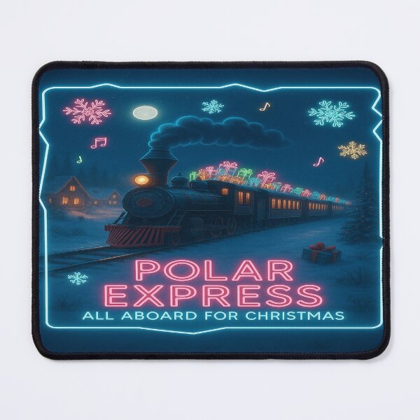 Item preview, Polar Express Neon Christmas Train – Magical Holiday Railway Art designed and sold by Mirkoniart.
