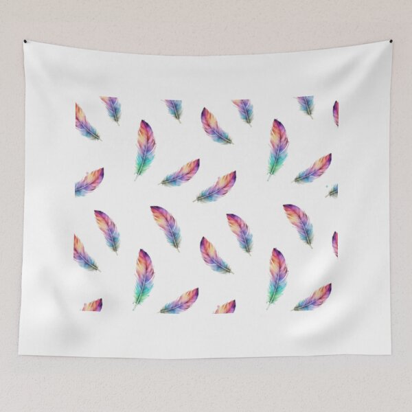 Item preview, Vibrant Watercolor Feather All-Over Print designed and sold by artbywafa2025.