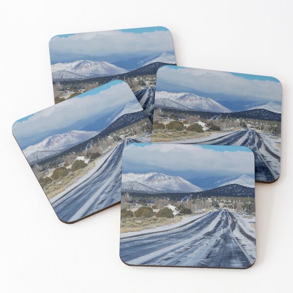 Item preview, Winter scene  -  Snowy Road to the Mountains – Winter Landscape Photography Print of the American West designed and sold by aadventures.