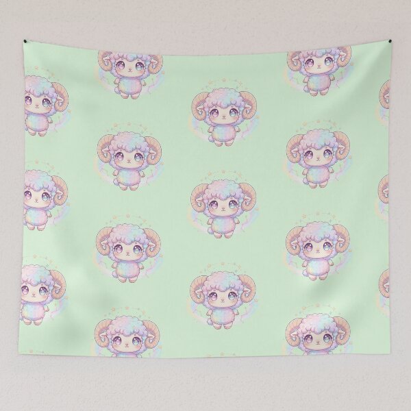 Item preview, Kawaii Aries Ram Cute Zodiac Sign Illustration designed and sold by LaurannaDesign.