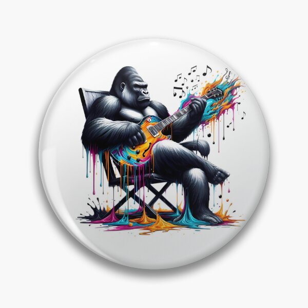 Item preview, Gorilla Guitarist with Colorful Paint Drips - Music Art Gift designed and sold by DrawDrip.